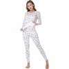 MANCYFIT Womens Thermal Underwear Long Johns Set with Fleece Lined Ultra Soft V Neck(Colorful Heart White)