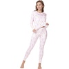 MANCYFIT Womens Thermal Underwear Long Johns Set with Fleece Lined Ultra Soft V Neck(Flamingo Pink)