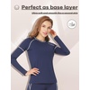 MANCYFIT Thermal Underwear for Women Long Johns Thermal Sets Contrast Color Stitching Base Layer Women Cold Weather(Navy and White Lines)