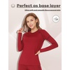 MANCYFIT Thermal Underwear for Women Long Johns Thermal Sets Contrast Color Stitching Base Layer Women Cold Weather(Wine Red and Black Lines)